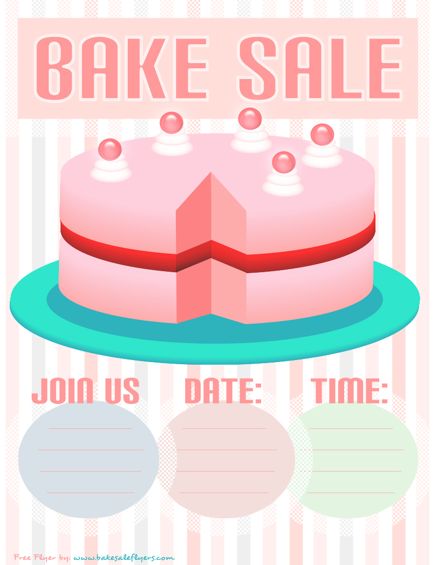 Bake Sale Flyer Template: Pink Cake  Bake Sale Flyers – Free Throughout Bake Sale Flyer Free Template