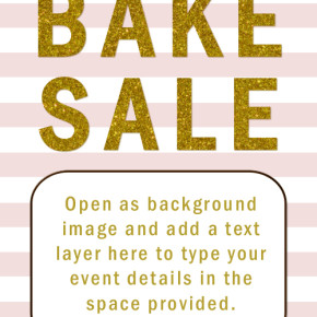 blush pink and gold bake sale flyer