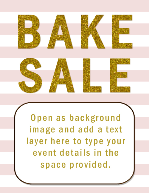 blush pink and gold bake sale flyer
